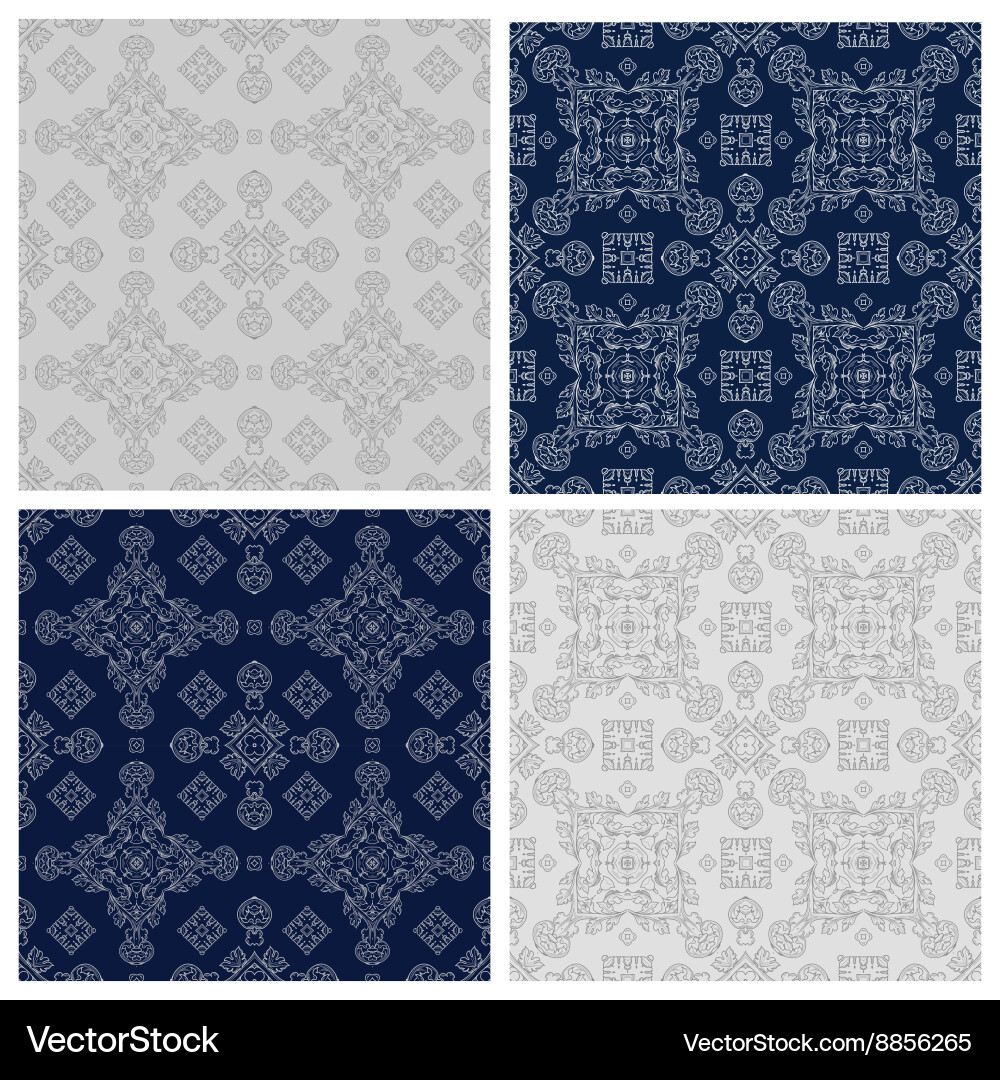 Set of simple linear seamless patterns vector image