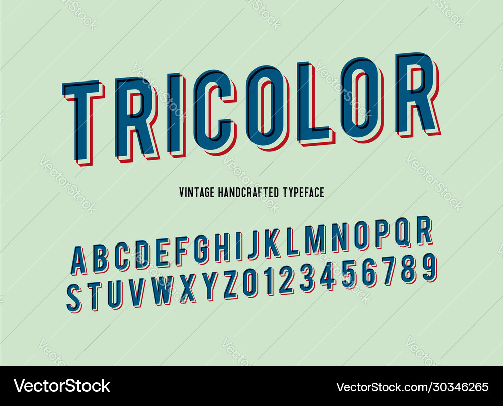 Tricolor Vintage handgefertigtes 3d Alphabet Tricolor Vintage handgefertigtes 3d Alphabet vektorbild
