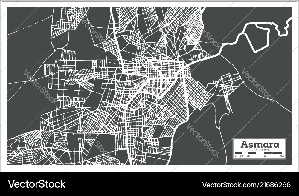 Asmara Eritrea City Outline Map Vector Image