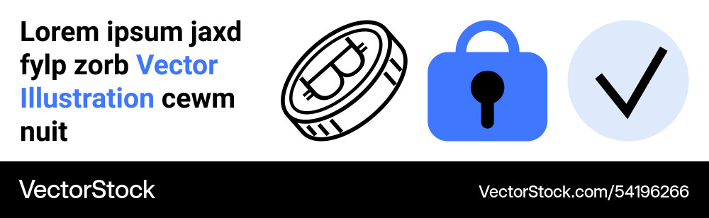 Coin padlock and check mark icons representing vector image