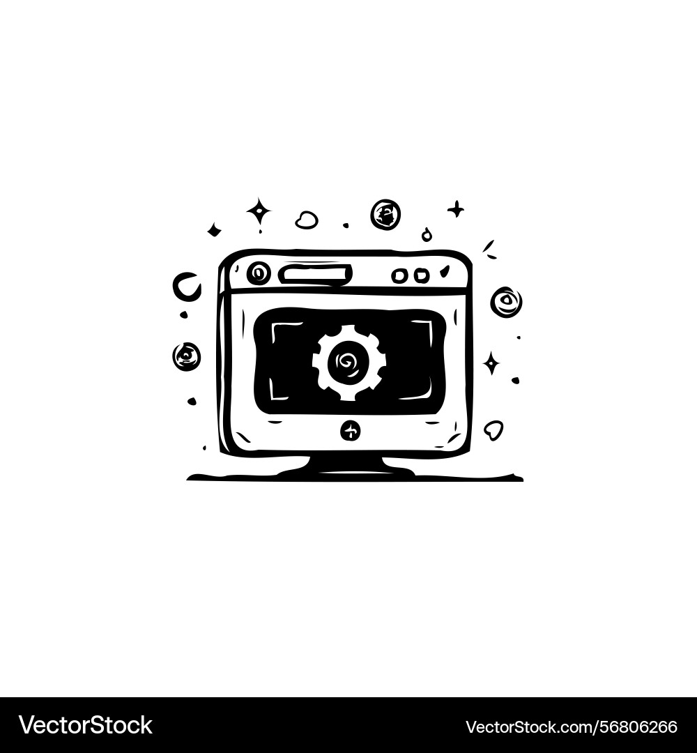 Doodle-style computer screen displaying Doodle-style computer screen displaying vector image