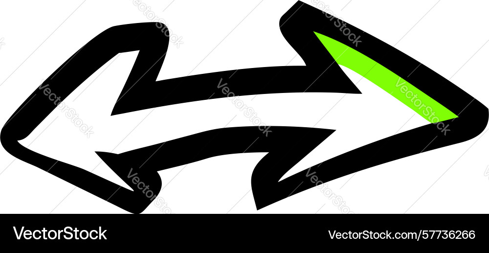 Dynamic graffiti-style curved arrow icon design vector image
