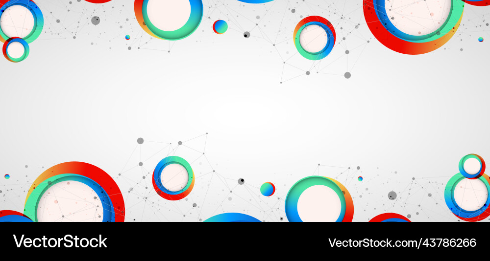 Multicolored circles arranged on a plexus Multicolored circles arranged on a plexus vector image