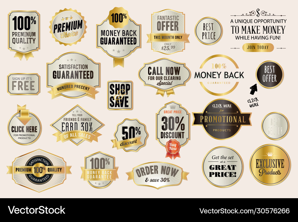 Set luxury labels and badges for sale Set luxury labels and badges for sale vector image