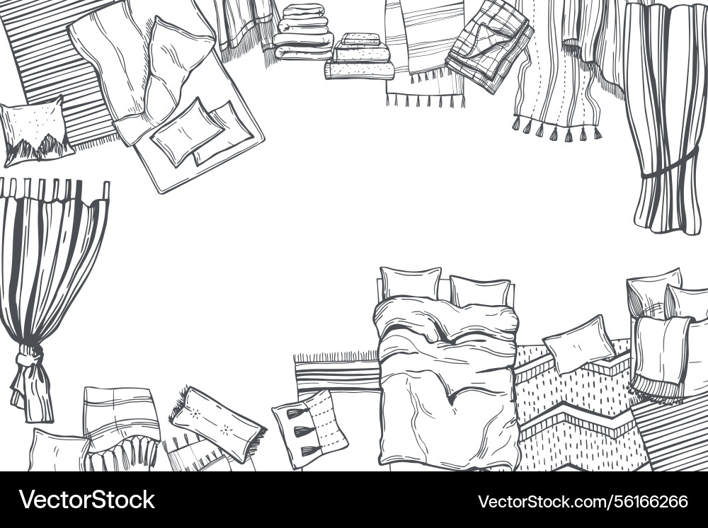 Sketch home textiles pattern background vector image