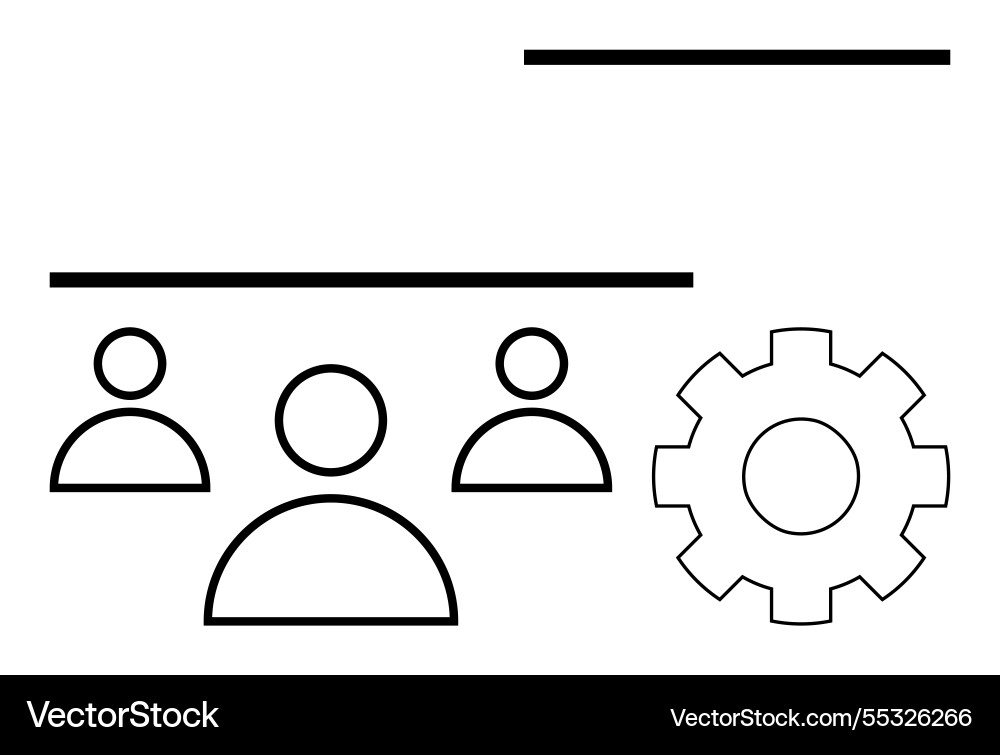Teamwork and workflow setup with gear Teamwork and workflow setup with gear Vector Image