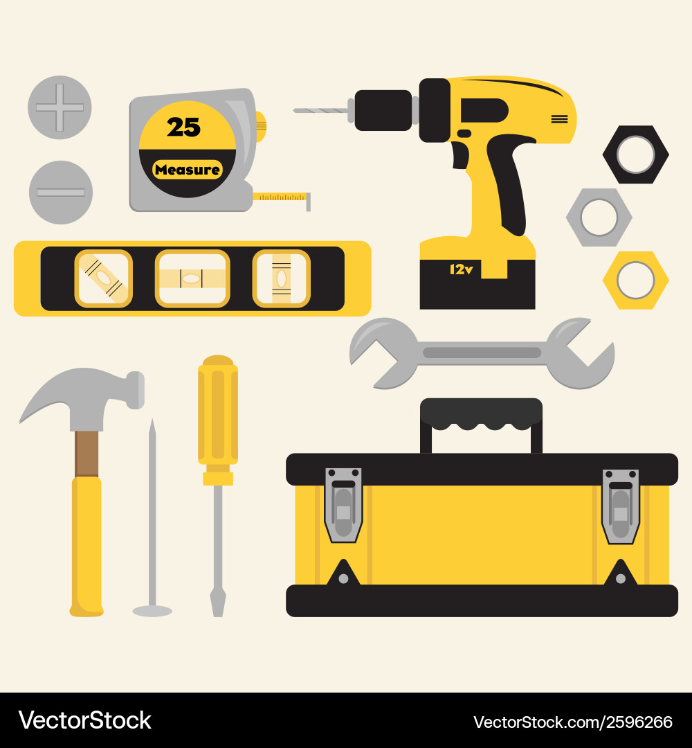 Toolbox and Tools Set vector image