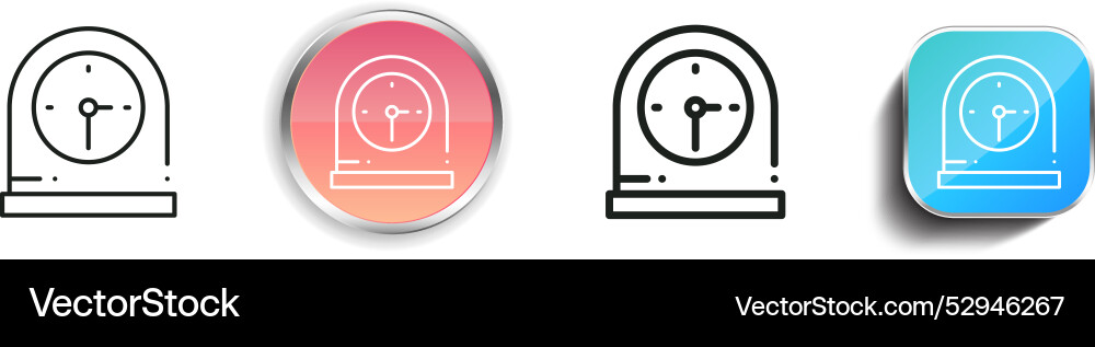 Clock icon thin linear regular and button style vector image