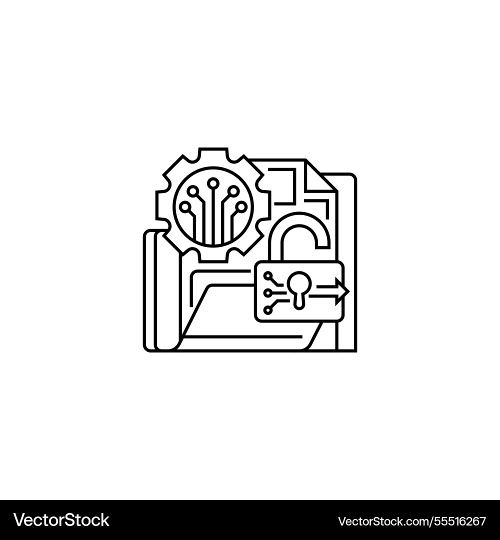 Decryption key line icon linear style sign vector image