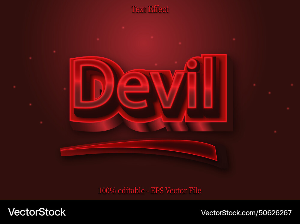 Devil editable text effect 3d emboss gradient Devil editable text effect 3d emboss gradient vector image