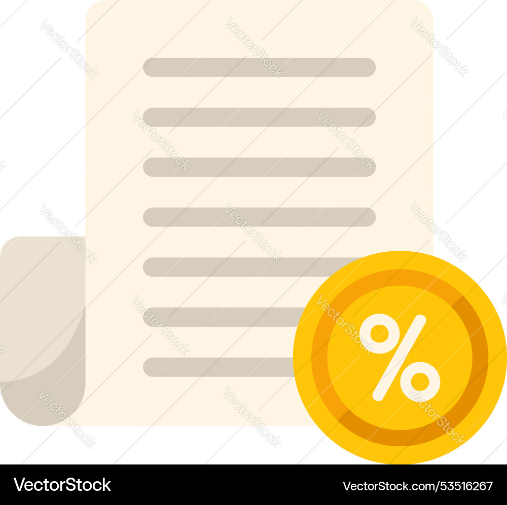 Document with percentage symbol showing interest Document with percentage symbol showing interest vector image