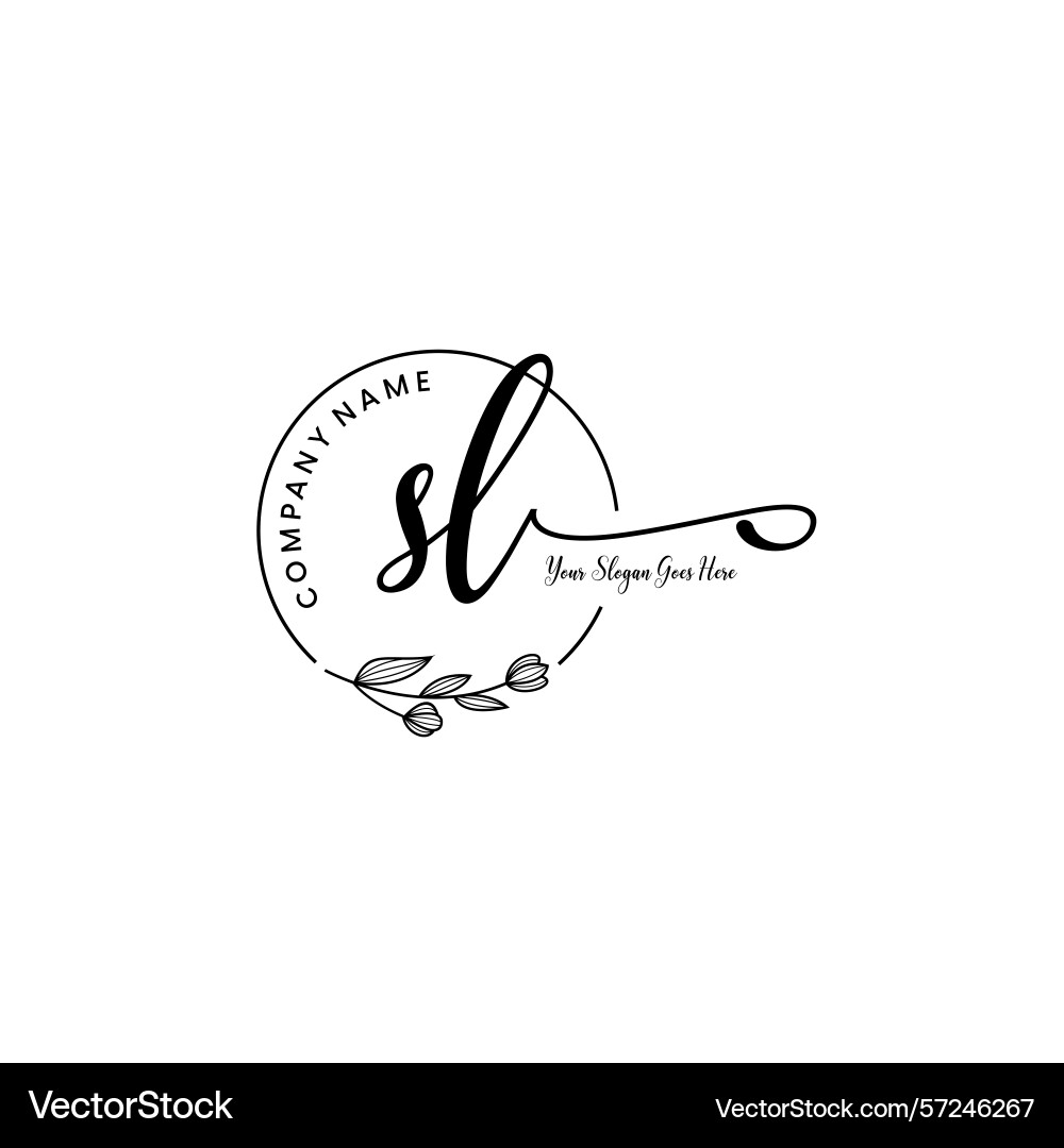 Elegant sl initial logo design with botanical Vector Image