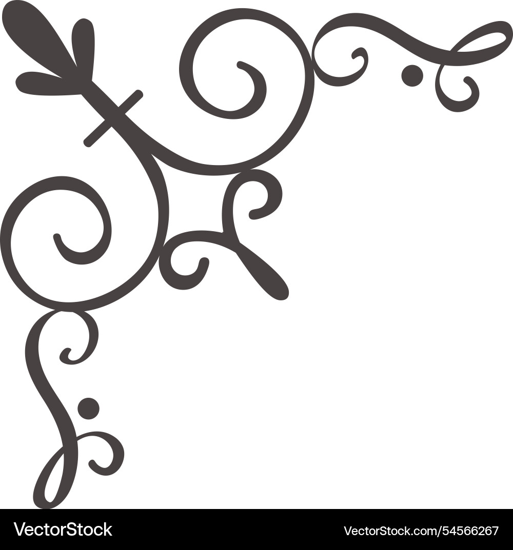 Hand drawn decorative corner flourish features Vector Image