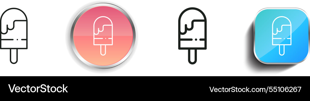 Ice cream icon thin linear regular and button Ice cream icon thin linear regular and button vector image