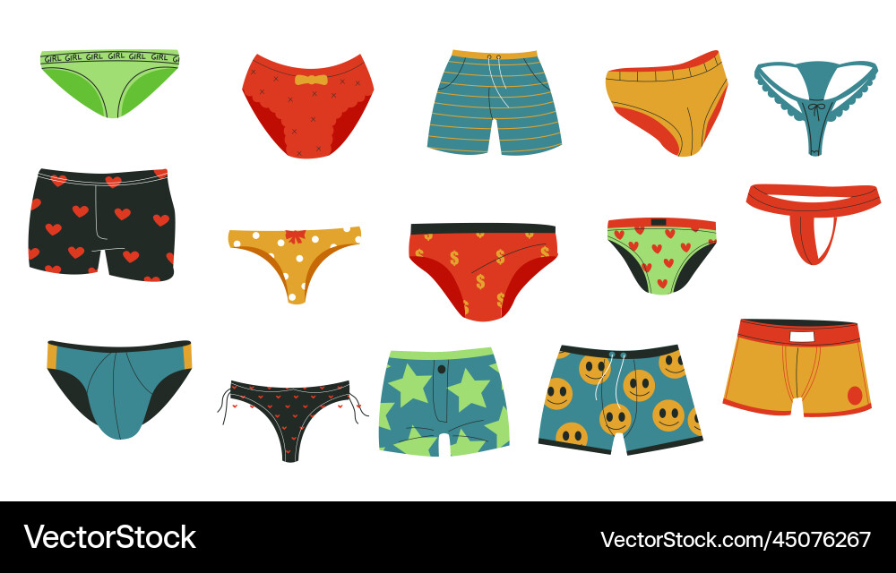 Männer und Frauen Unterhose doodle männlich weiblich Kind Männer und Frauen Unterhose doodle männlich weiblich Kind vektorbild