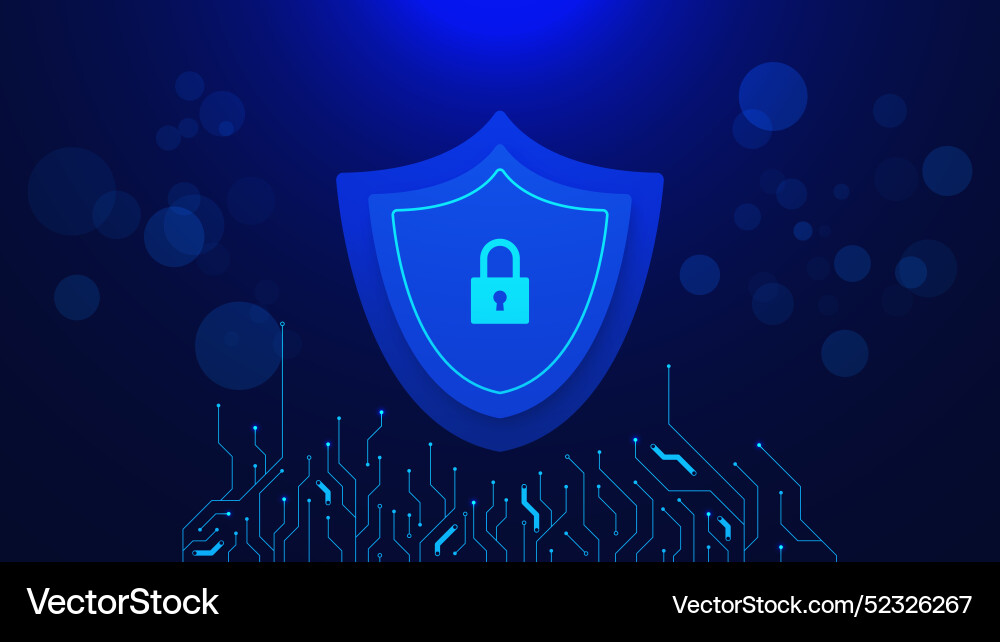 Network security system with shield Network security system with shield vector image