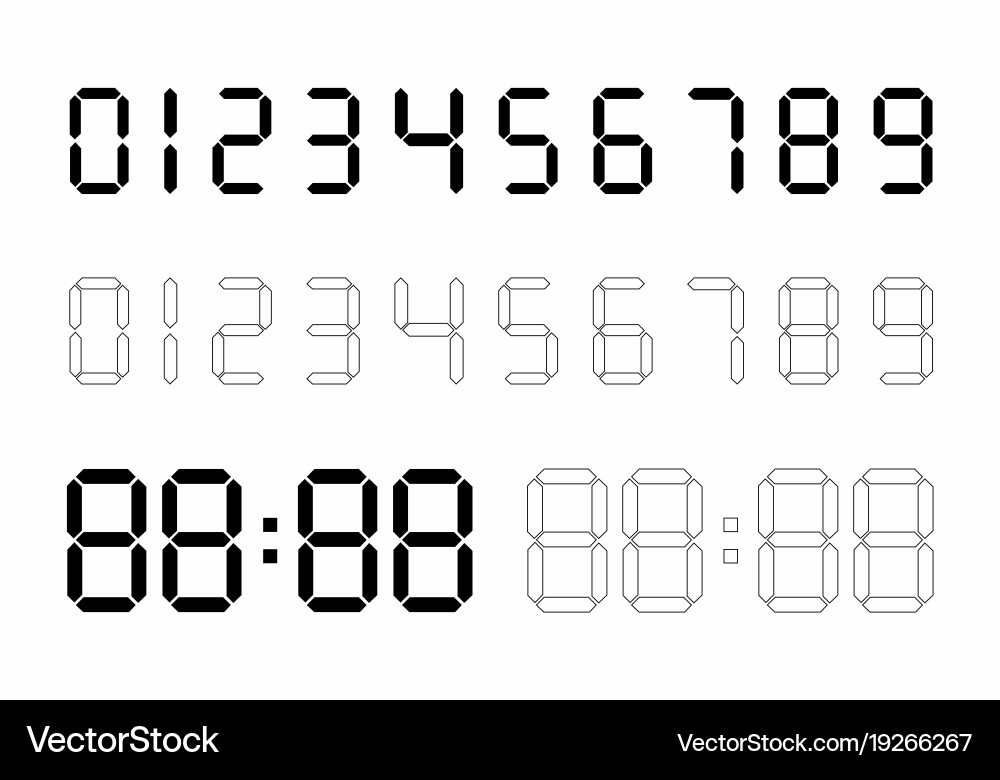 Set of digital numbers Royalty Free Vector Image