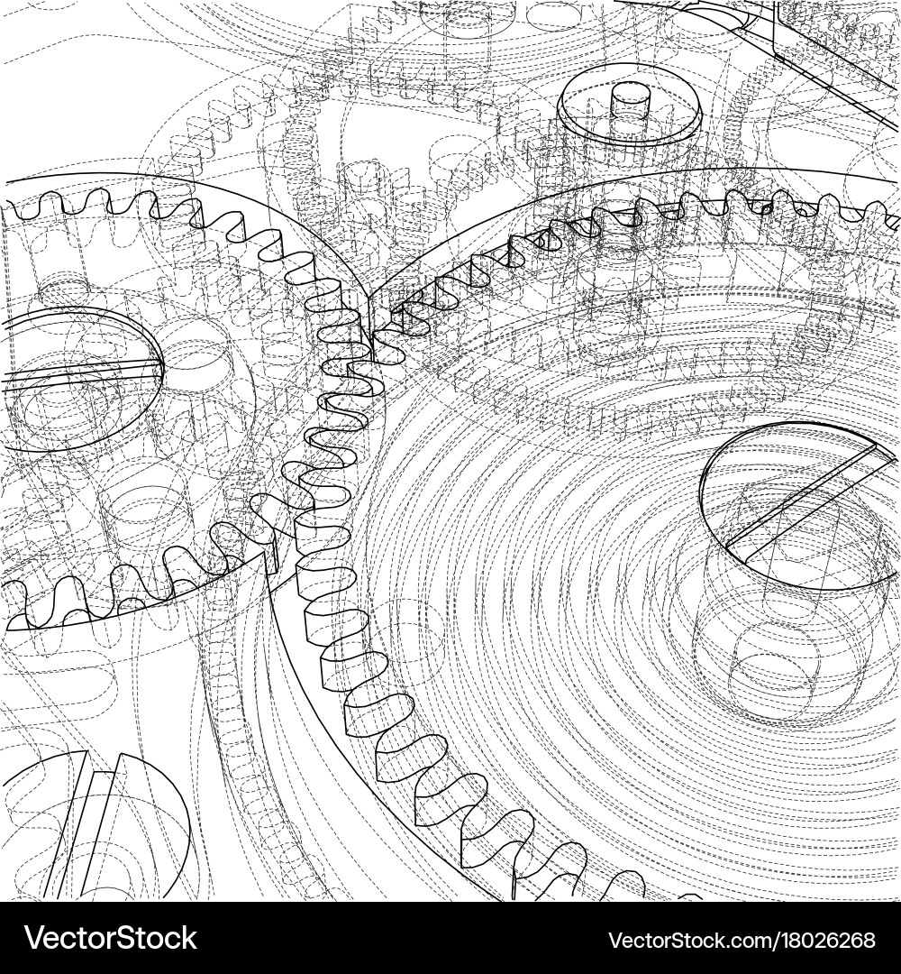 Cogs and gears of clock vector image