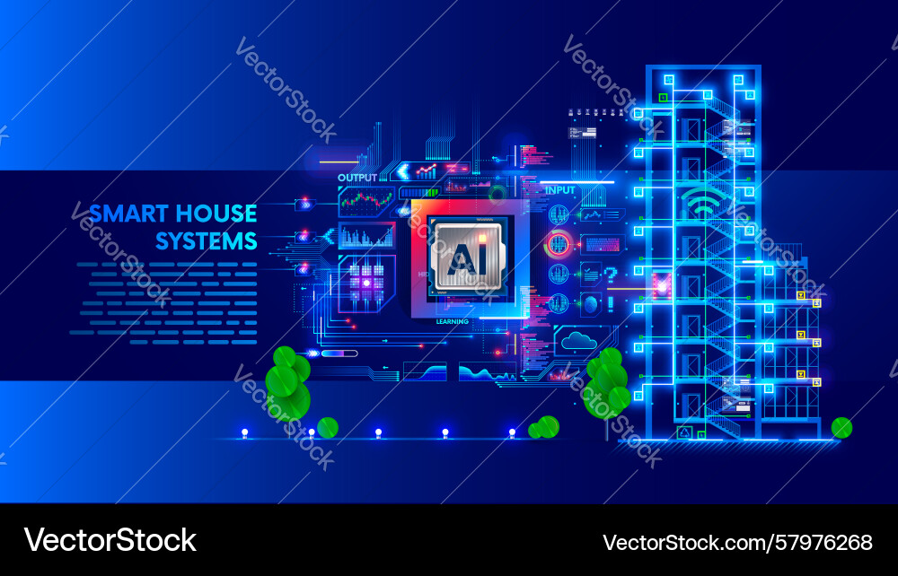 Development ai computer systems of smart building Development ai computer systems of smart building Vector Image