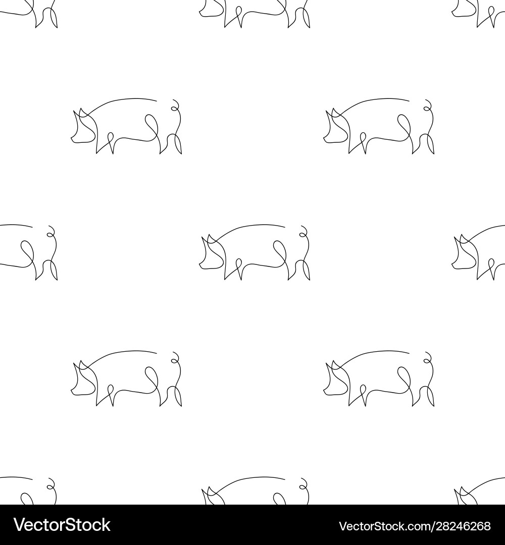 Eine Linie Schwein Design Silhouette Muster Hintergrund Eine Linie Schwein Design Silhouette Muster Hintergrund vektorbild
