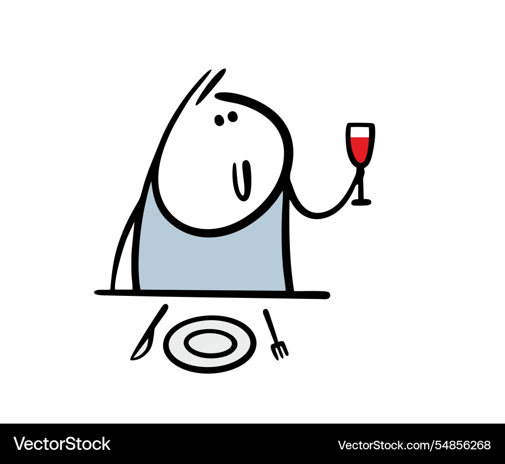 Man is sitting at table holding a full glass Man is sitting at table holding a full glass vector image