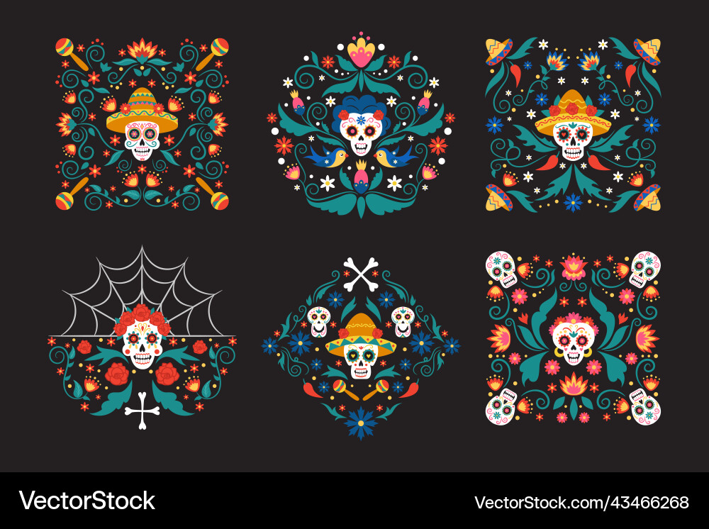 Mexican death day skeleton dead flowers Mexican death day skeleton dead flowers vector image