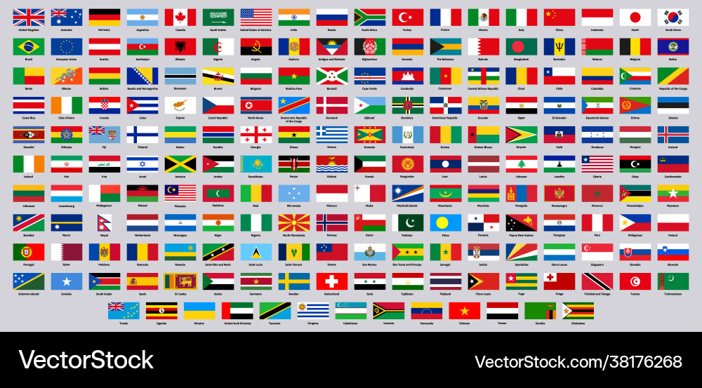 National flags world countries flag emblems National flags world countries flag emblems vector image