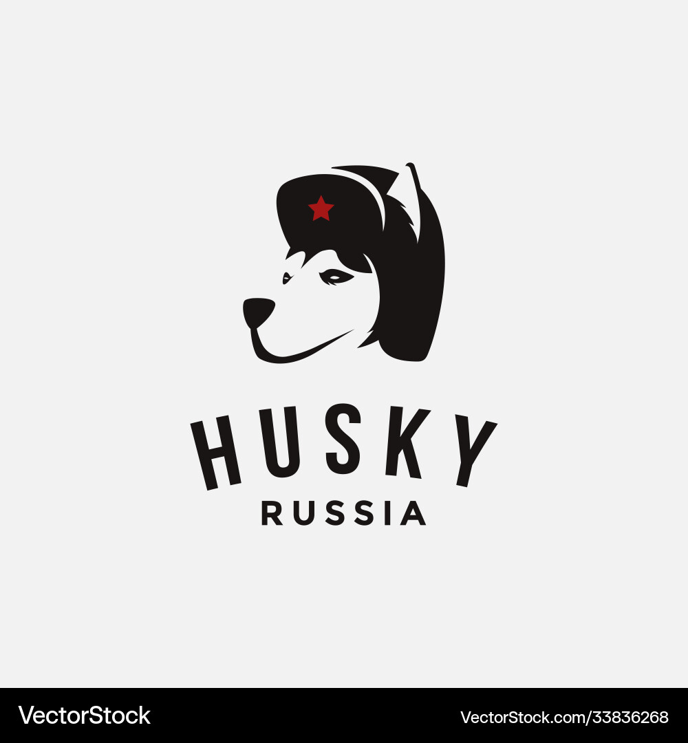 Siberian husky with russian winter hat logo icon Siberian husky with russian winter hat logo icon vector image