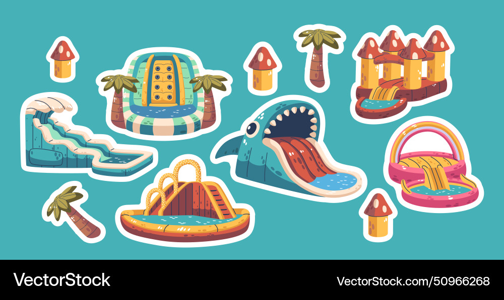 Stickers set of inflatable slides Stickers set of inflatable slides vector image