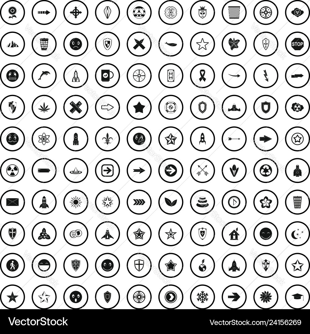 100 logotype icons set simple style 100 logotype icons set simple style vector image