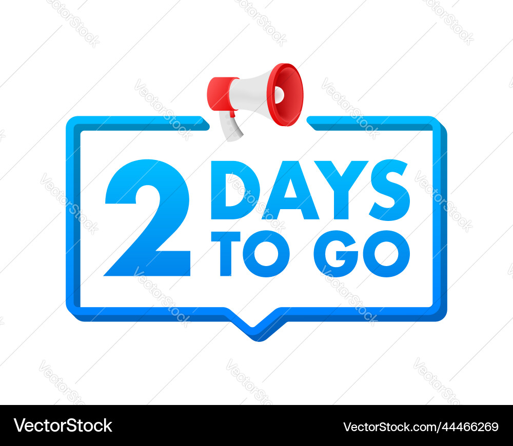 2 days to go countdown timer clock icon time Vector Image