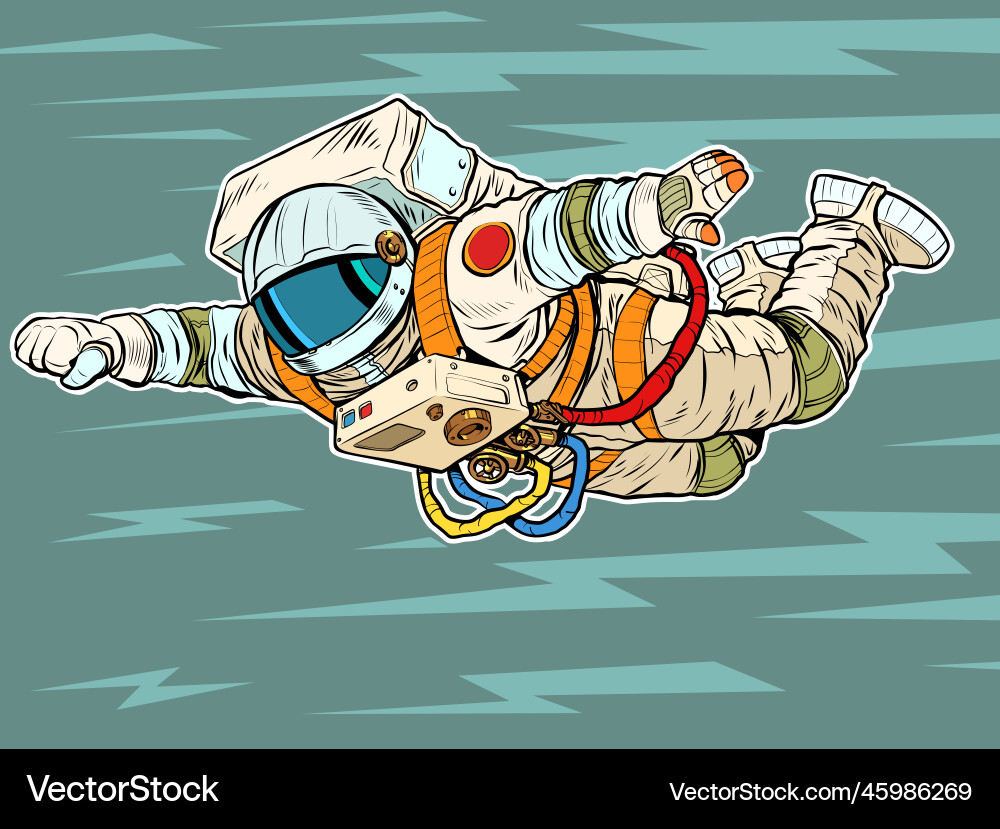 An astronaut in a spacesuit flies forward like An astronaut in a spacesuit flies forward like Vector Image