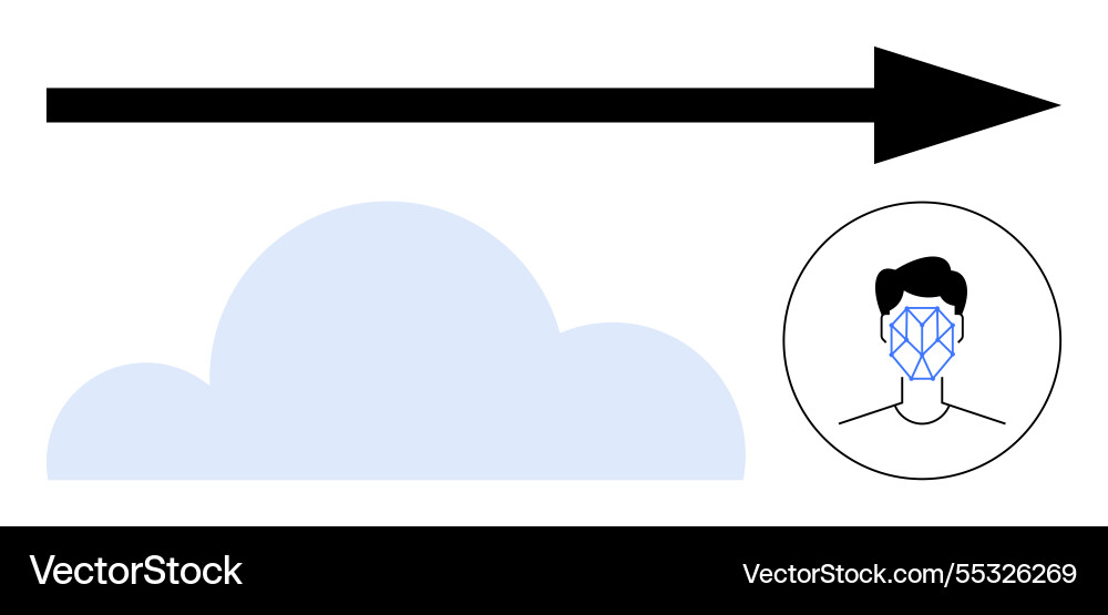 Cloud data processing and facial recognition Cloud data processing and facial recognition vector image