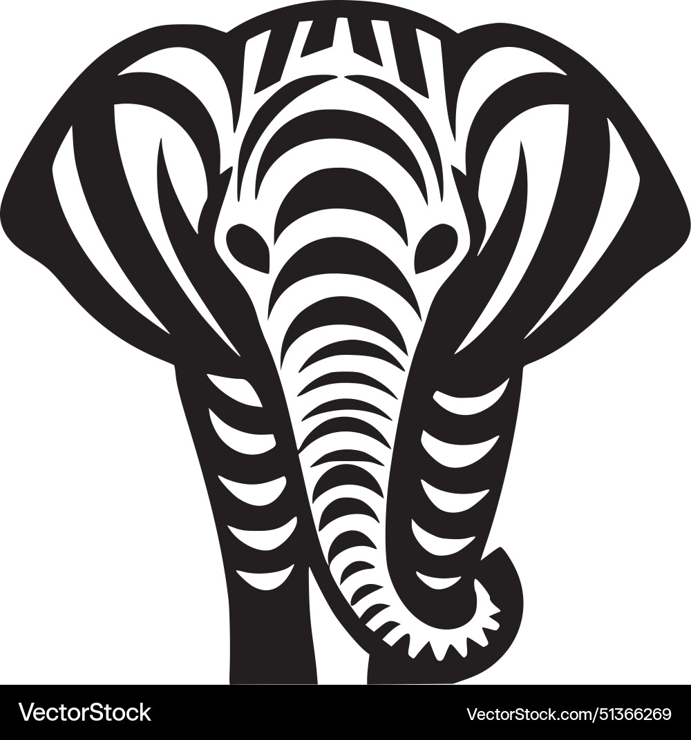 Elephant - black and white Royalty Free Vector Image