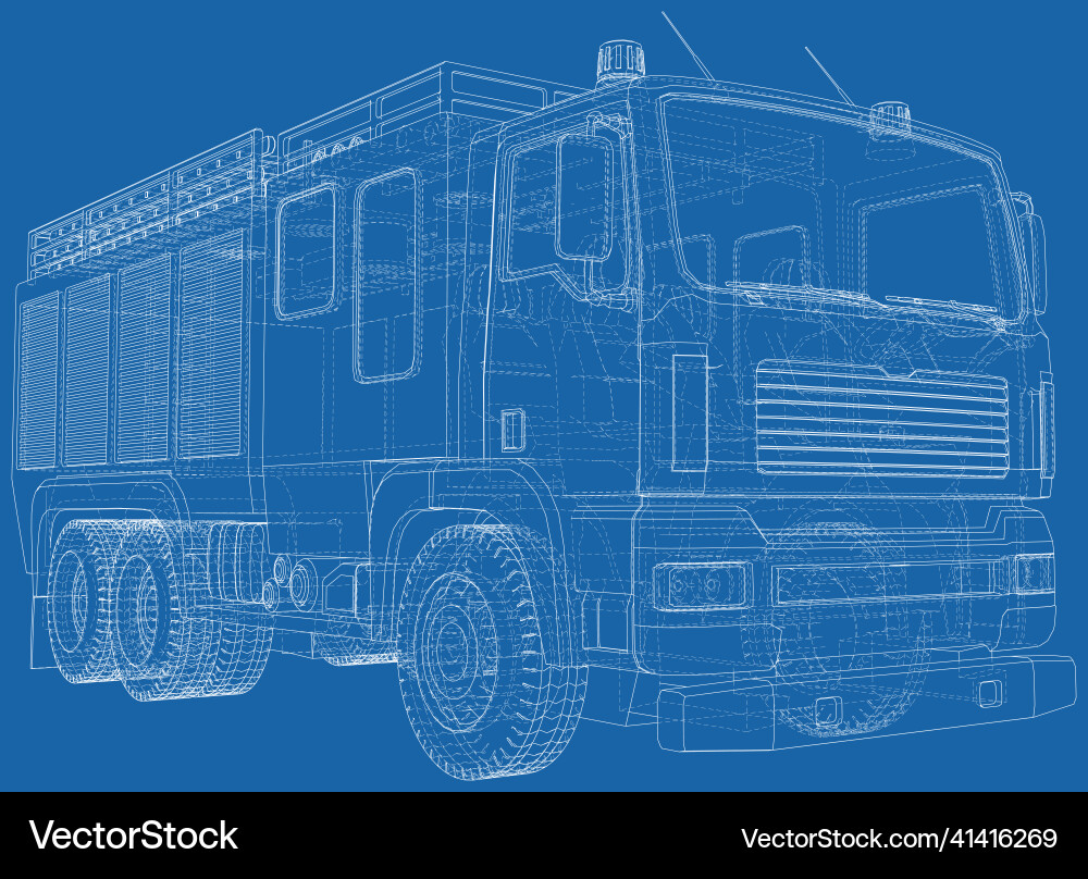 Fire engine outline truck isolated Royalty Free Vector Image