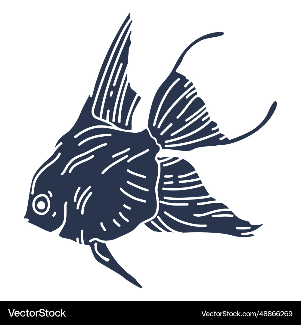 Goldfish ocean silhouette fish Goldfish ocean silhouette fish vector image