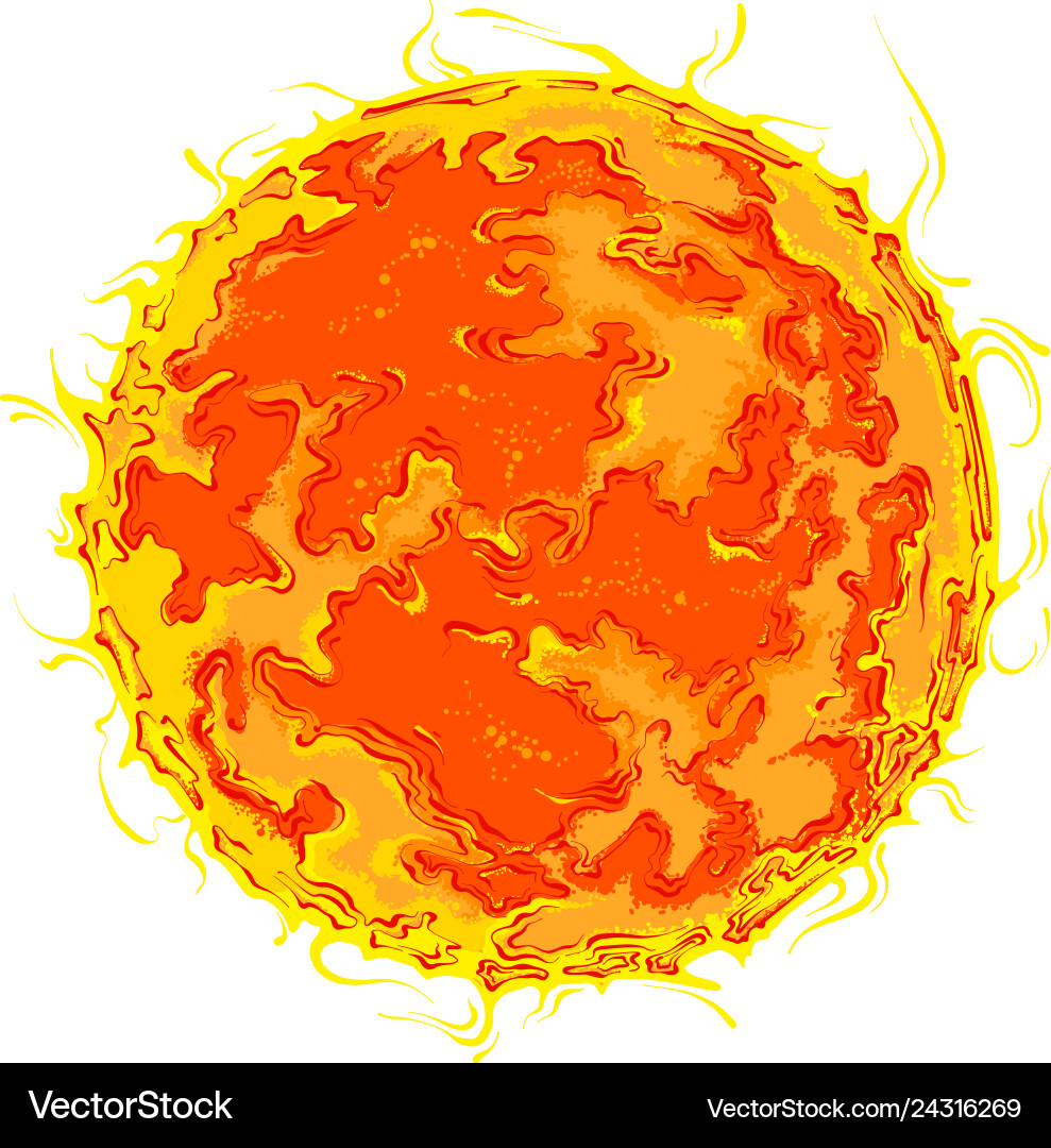 Hand drawn sketch of planet sun in color isolated vector image