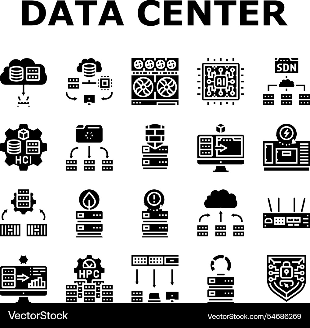 Next gen data center automation icons set Next gen data center automation icons set vector image