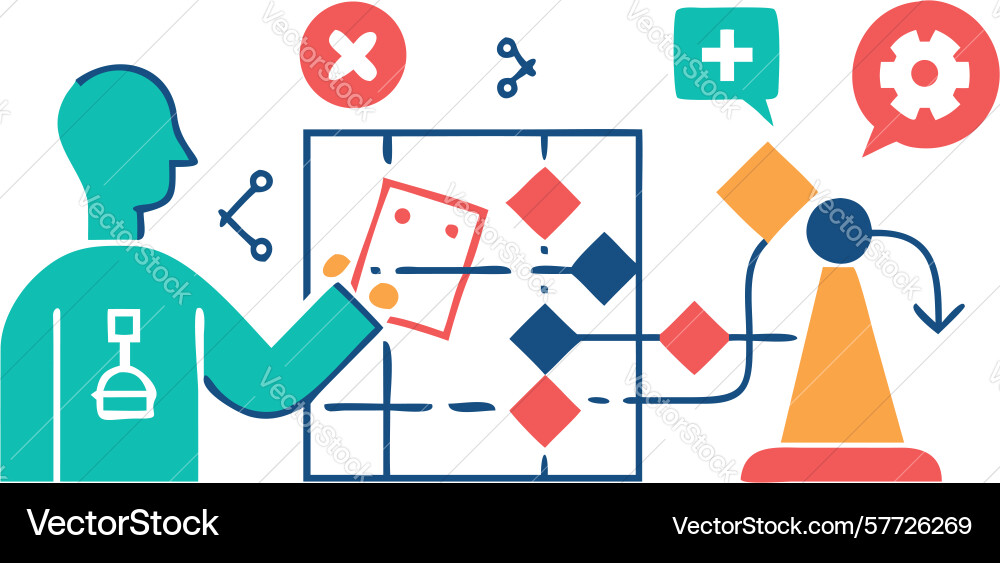 Person with abstract data technology elements vector image