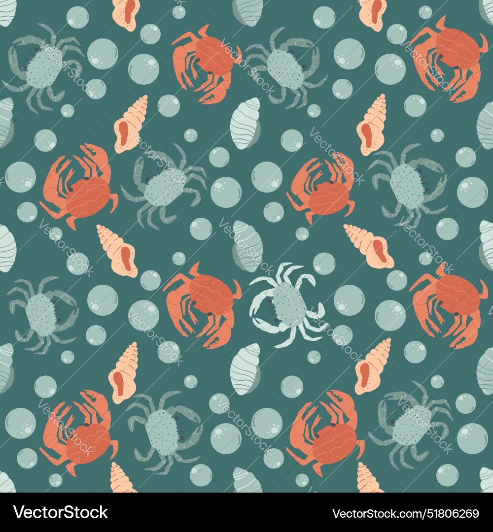 Seamless pattern with crustaceans crabs Vector Image