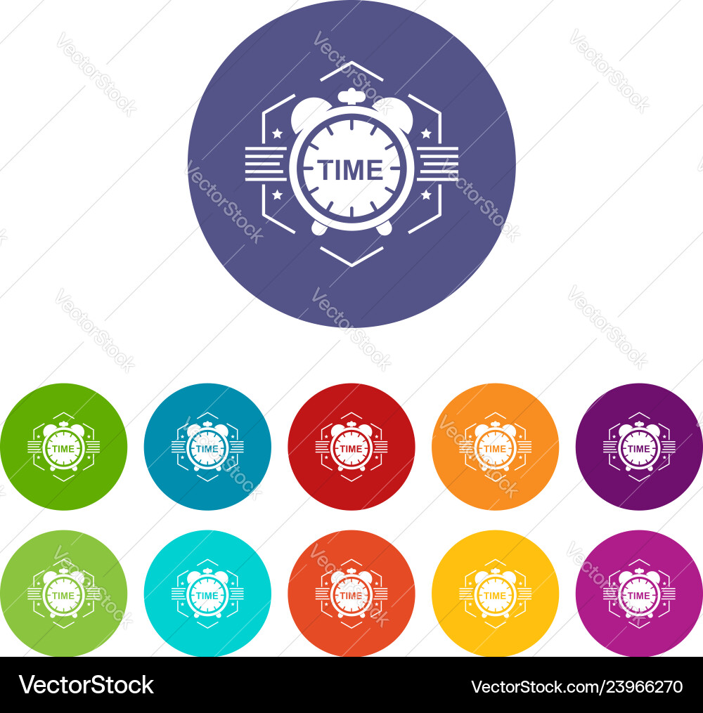 Alarm clock icons set color Alarm clock icons set color vector image