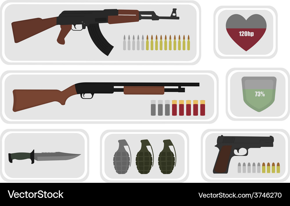 Army game resource set no outline Vector Image