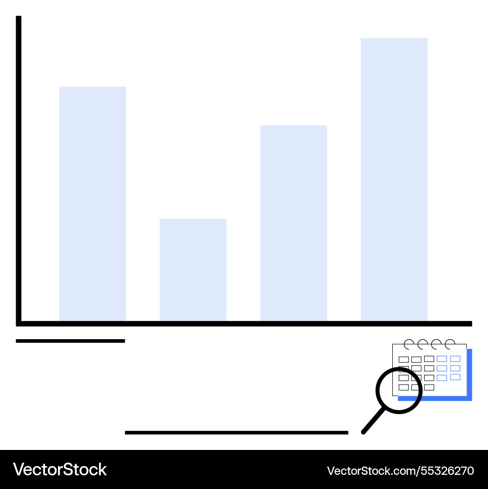 Data analytics concept with bar chart and calendar Vector Image