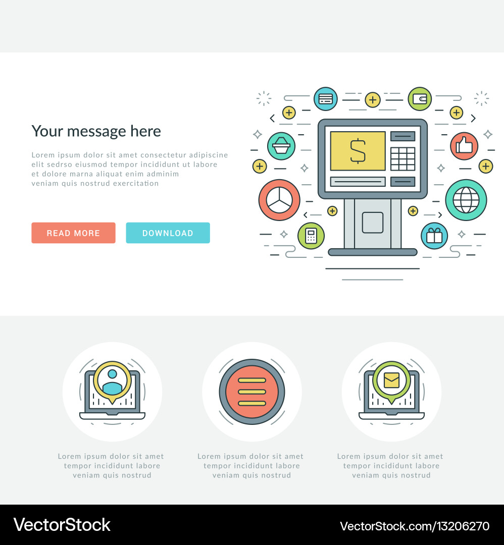 Flat line business concept web site header vector image