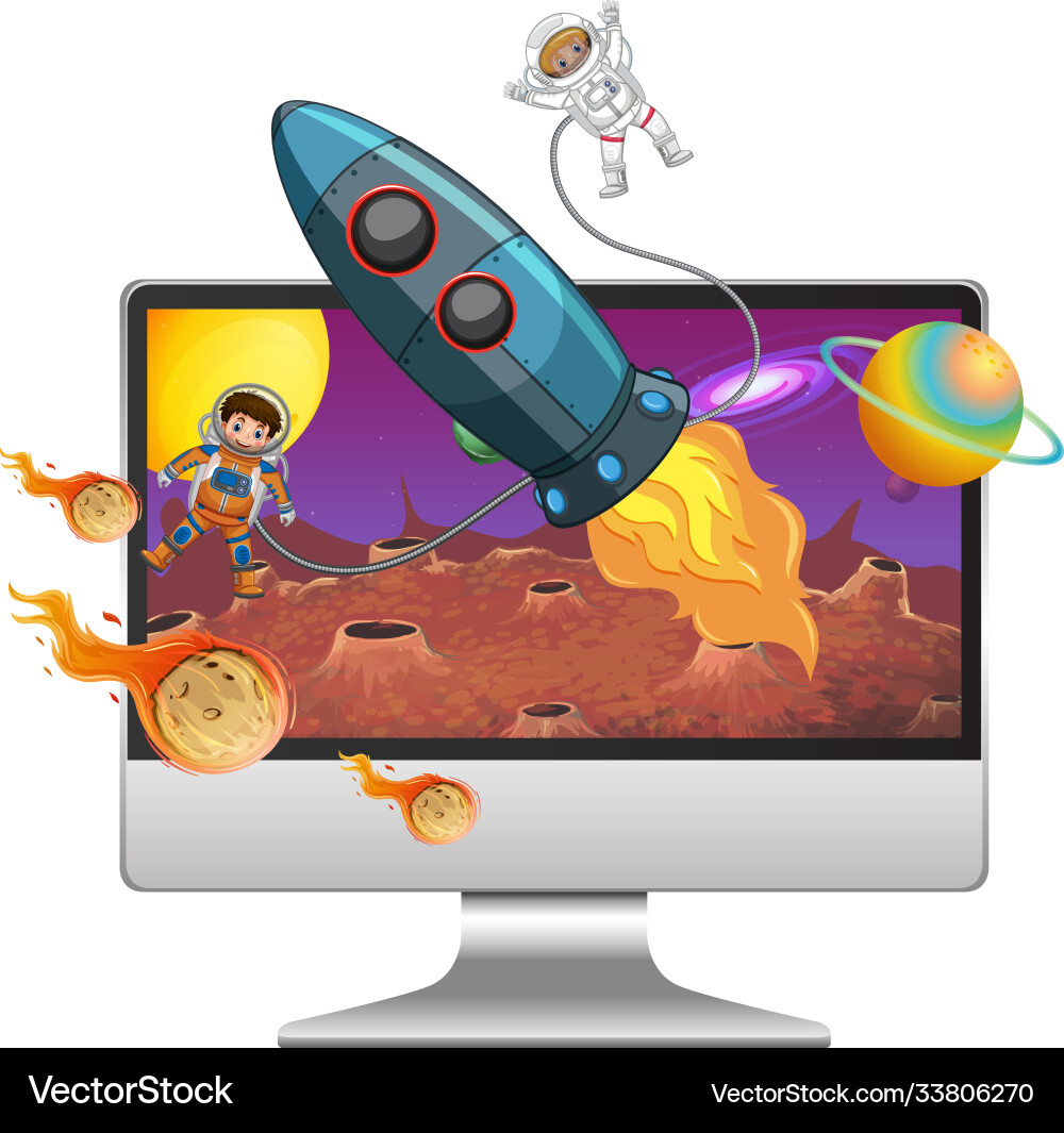 Galaxy background on computer screen Galaxy background on computer screen Vector Image