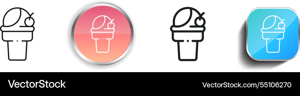 Ice cream icon thin linear regular and button Vector Image