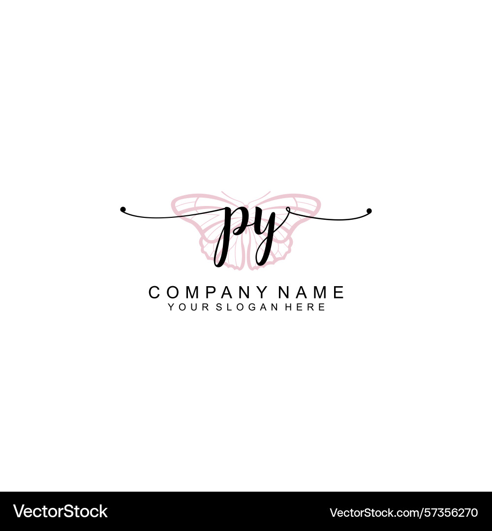 Minimalist handwritten py initial logos with soft Vector Image