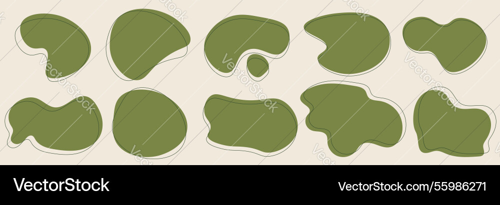 A set of abstract green rounded liquid blob shapes vector image