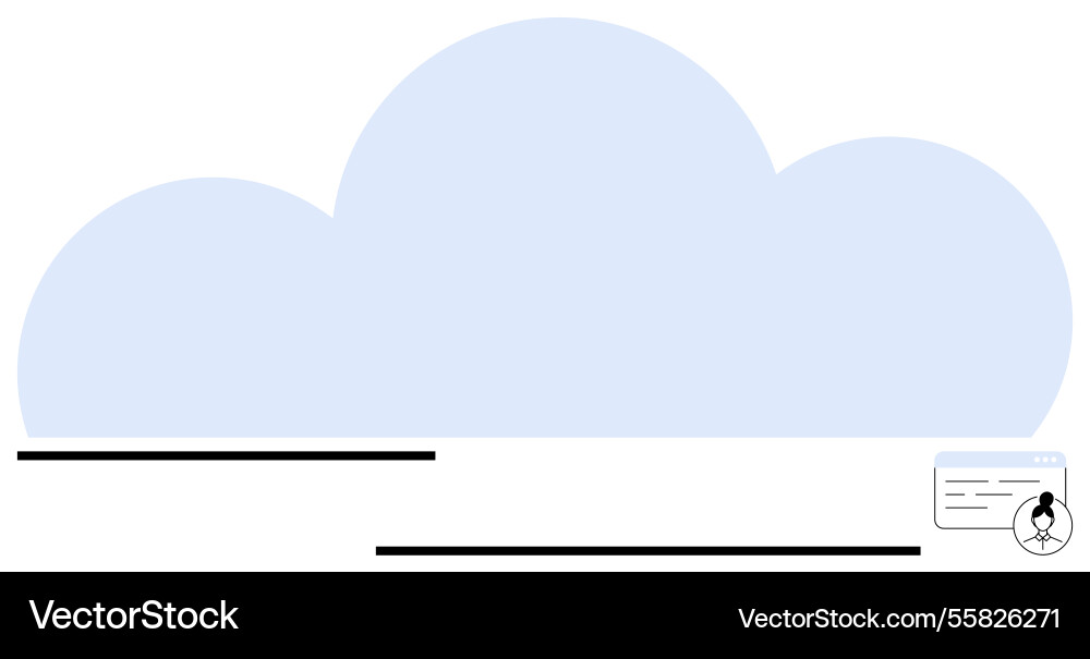 Blue cloud with minimal web browser overlay Blue cloud with minimal web browser overlay vector image