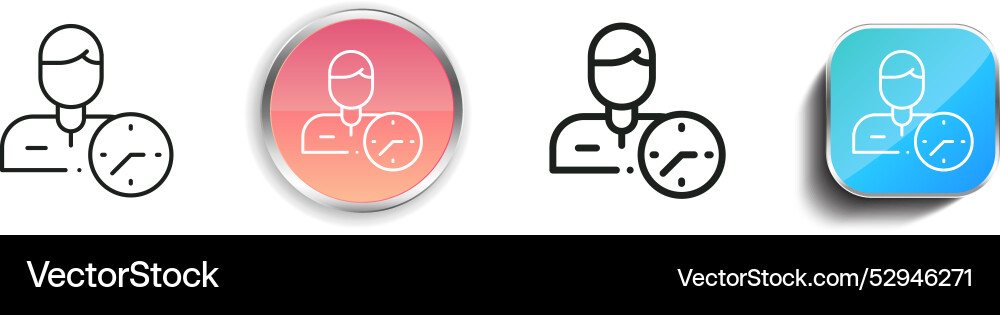 Clock icon thin linear regular and button style Clock icon thin linear regular and button style Vector Image